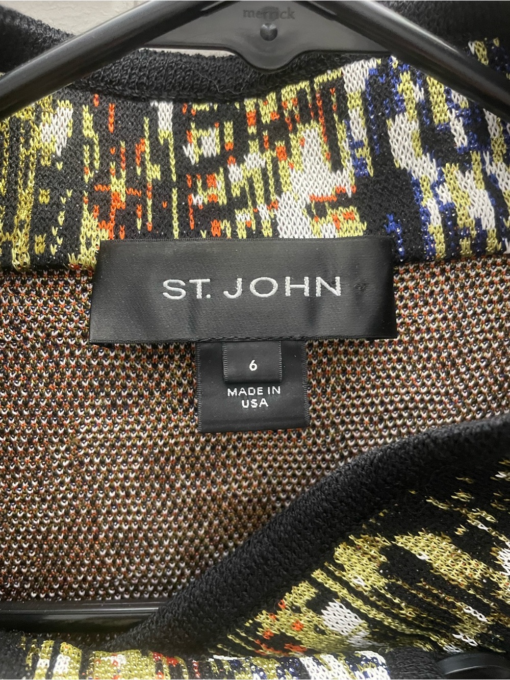 St. John Collection Knit Jacket Size 6 Abstract Jacquard Cardigan Blazer - Picture 4 of 9